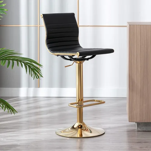 Vista 10 de LZAREAL Juego de 2 taburetes de bar de metal con altura ajustable, diseño moderno de piel sintética blanca sin brazos con base cromada para isla