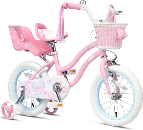 Vista 14 de Glerc Petal Girls Bike 12-18 Inch for Ages 2-9, Kids Bike with Training Wheels, Basket & Streamers, Princess Style Kids Bicycle, for Girls