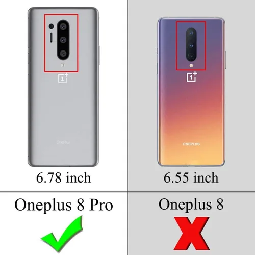 Vista 2 de Funda con clip para cinturón de OnePlus 8 PRO con protección de vidrio templado para cinturón [Kickstand] 2 en 1 funda rígida delgada con funda
