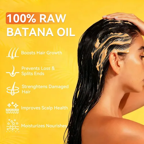 Vista 3 de Aceite de batana - Acondicionador orgánico para el cabello de Batana restaura el cabello fino y el cuero cabelludo dañados, máscara de pasta
