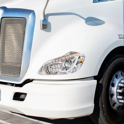Vista 5 de Faros LED cromados para Kenworth T680 2013-21 conductor y pasajero