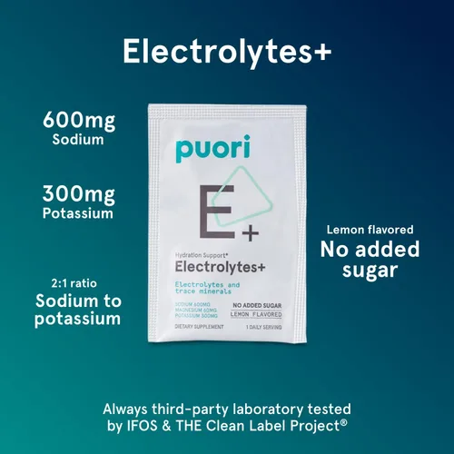 Vista 2 de Puori Mezcla de bebidas en polvo de electrolitos - Paquetes de hidratación
