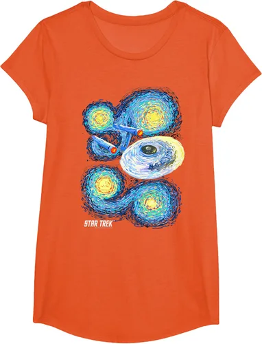 Vista 24 de Star Trek Camiseta de pintura de noche estrellada de la serie original, Negro, S