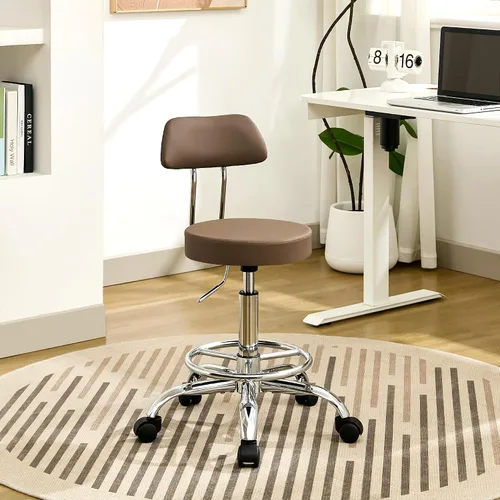 Vista 8 de FIRAVOE Silla de dibujo de oficina (taburete de oficina rodante) (reposapiés de altura ajustable, silla de masaje de 19.5 a 26.6 pulgadas), taburete