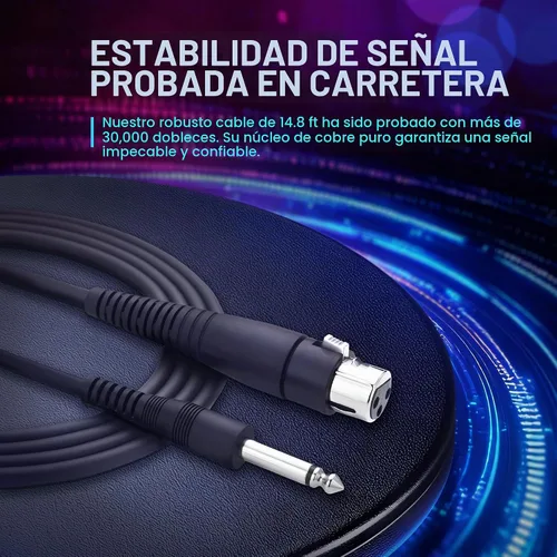 Vista 6 de CAROL E dur-916S - Micrófono vocal dorado XLR con cable para cantar, micrófono supercardioide dinámico con sistema de montaje de doble choque