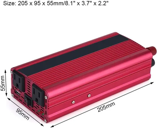 Vista 6 de Kit de inversor de corriente para automóvil, 2000 W CC 12 V a CA 110 V, convertidor de corriente para automóvil, adaptador de cargador USB