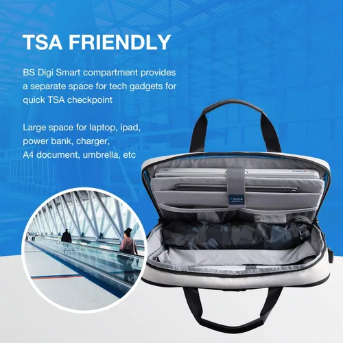 Vista 3 de Bolsa para laptop, BAGSMART Maletín para laptop de 15.6 pulgadas para hombres y mujeres, Maletín para trabajo y viajes de negocios, gris, 15.6