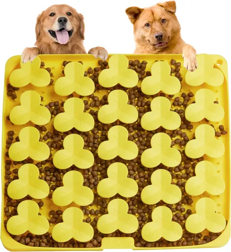 Vista 9 de Puzzle Feeder Tapete de olfateo para perros, tapete para lamer perros para comer más lento, juguetes de rompecabezas para perros de razas grandes