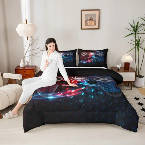 Vista 39 de Erosebridal Juego de edredón de hojas de cannabis, juego de ropa de cama de marihuana con estampado colorido de plantas, decoración bohemia de 2
