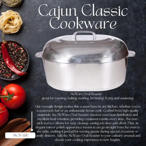 Vista 2 de Asador ovalado de aluminio de 15 pulgadas, McWare by Cajun Classic Cookware
