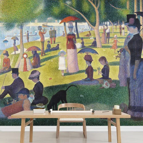 Vista 3 de wall26 - Una tarde de domingo en la isla de La Grande Jatte por Georges Seurat - Postimpresionismo francés - Puntillismo - Mural de pared grande