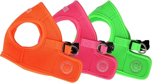 Vista 4 de Puppia Arnés de chaleco suave neón Step-in sin estrangulamiento, sin tirones, entrenamiento para perros pequeños y medianos, verde, XS
