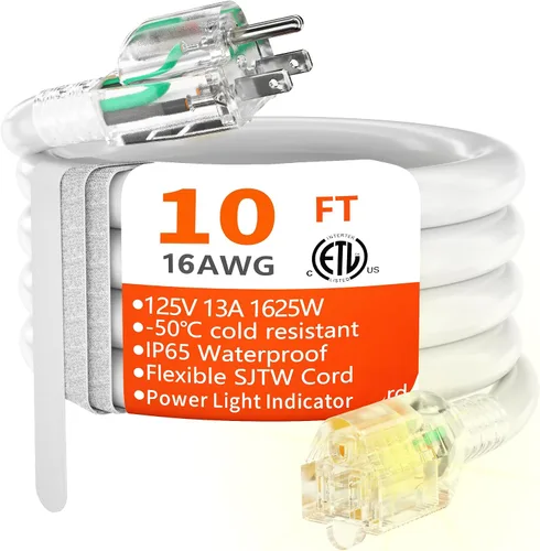 Vista 22 de HUANCHAIN Cable de extensión de 3 pies, calibre 16, negro, para interiores y exteriores, resistente al agua, flexible para clima frío, 3 puntas