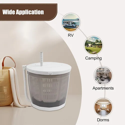 Vista 7 de Lavadora portátil, mini lavadora manual de lavandería y secadora de ropa, lavadora compacta con controlador giratorio para el hogar, apartamento, RV