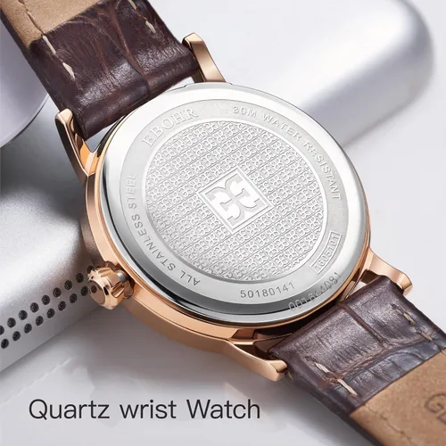 Vista 7 de Reloj clásico de cuarzo para mujer, elegante y resistente, con correa de piel de vacuno, perfecto para cualquier ocasión