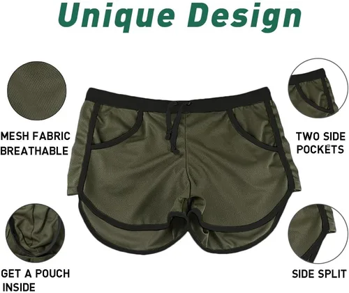 Vista 5 de Rexcyril Pantalones cortos para hombre, para correr, entrenamiento, fisicoculturismo, gimnasio, atléticos, deportivos, casuales, pantalones cortos