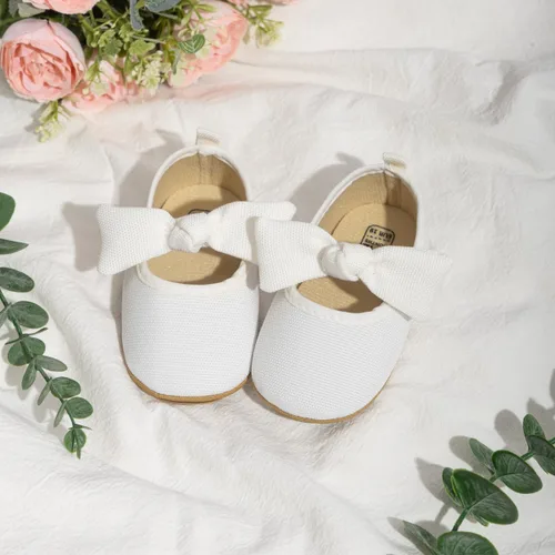 Vista 3 de Zapatos planos Mary Jane para bebés y niñas, suela de goma antideslizante con Bownot para primeros pasos, zapatos de vestir de boda de princesa
