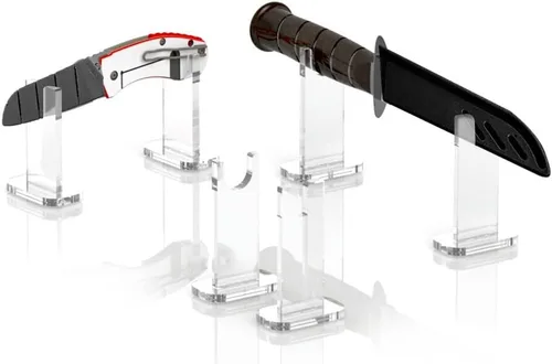 Vista 7 de Soporte de exhibición de 2 piezas para cuchillo, soporte de acrílico para cuchillos de colección, soporte de exhibición de cuchillos de escritorio