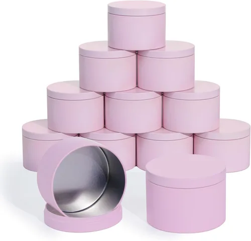Vista 17 de Aroparc Latas para velas de 8 onzas con tapas, paquete de 24 tarros redondos de metal sin costuras, recipientes vacíos a granel para bricolaje Negro