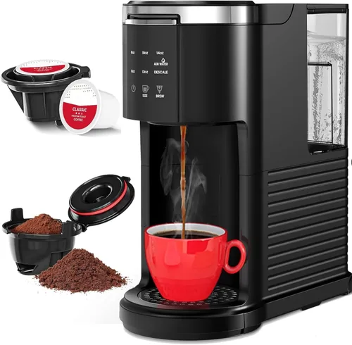 Vista 7 de COWSAR Mini cafetera de una sola porción para cápsulas K-CUP y café molido