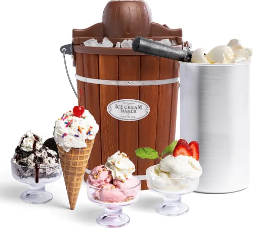 Vista 2 de Nostalgia Máquina eléctrica de helados – Máquina de helado de servicio suave a la antigua hace yogur o helado helado en cuestión de minutos