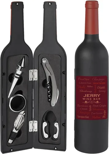 Vista 10 de Let's Make Memories Juego de herramientas de vino personalizado de 5 piezas, abrebotellas de vino, accesorio de barra