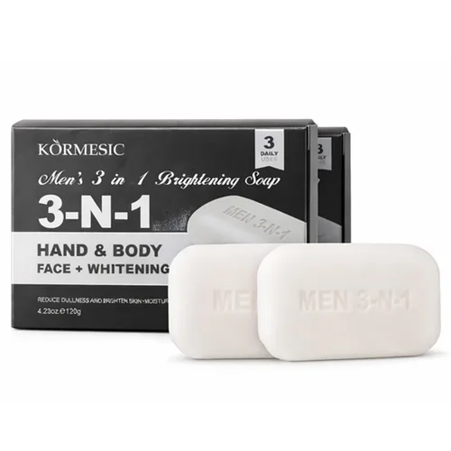 Vista 10 de Jabón en barra 3 en 1 para hombre, aroma natural con infusión de hierbas, limpiador equilibrado de pH rico en humedad para cara, cuerpo y manos