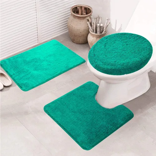 Vista 13 de Jianyana Juego de alfombras de baño de 3 piezas, incluye 1 alfombra de baño grande (19.5 x 31.5 pulgadas), 1 alfombra de inodoro en forma de U