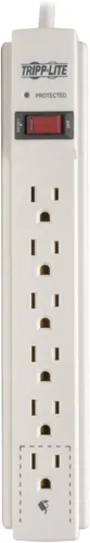 Vista 6 de Tripp Lite Regleta de protección contra sobretensiones de 6 tomas, cable de 6 pies, seguro de por vida de $20,000 y garantía (TLP606TAA)