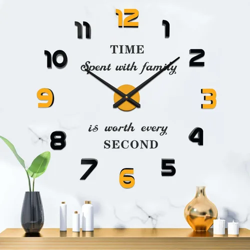 Vista 10 de VANGOLD Relojes de pared grandes para decoración de sala de estar, relojes de pared decorativos que funcionan con pilas (decoración de pared negra)