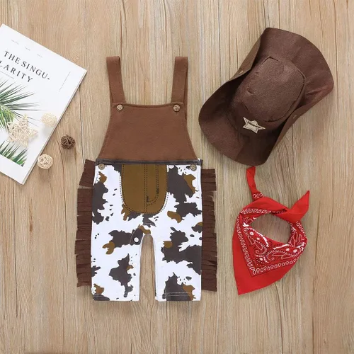 Vista 2 de Conjunto de ropa de bebé para niños y bebés, de algodón y tirantes
