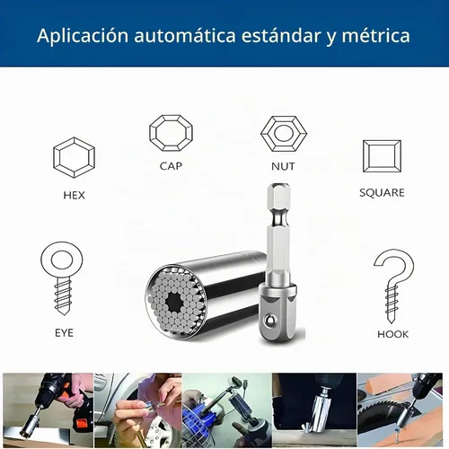 Vista 5 de [2PCS] Llave de vaso universal súper para estándar 1/4'' - 3/4'', 7mm-19mm métrico, llave de vaso ajustable multifunción con llave de trinquete, kit