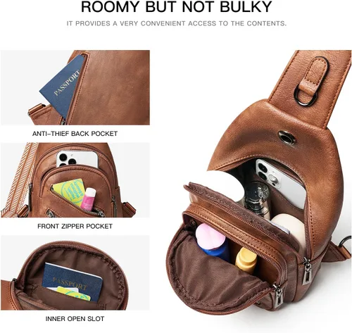 Vista 4 de Bolso bandolera de 7L para mujeres y hombres, bolsas de pecho cruzadas, mochila pequeña, riñonera, bolsa de viaje para el hombro