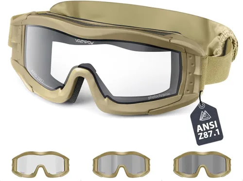 Vista 13 de Airsoft Goggles Anti Fog, Tactical Safety Goggles Z87.1 + Rating Negro