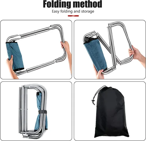 Vista 6 de Taburete Plegable Portátil, Taburete de Camping Tamaño Mini Portátil (Azul Grande)