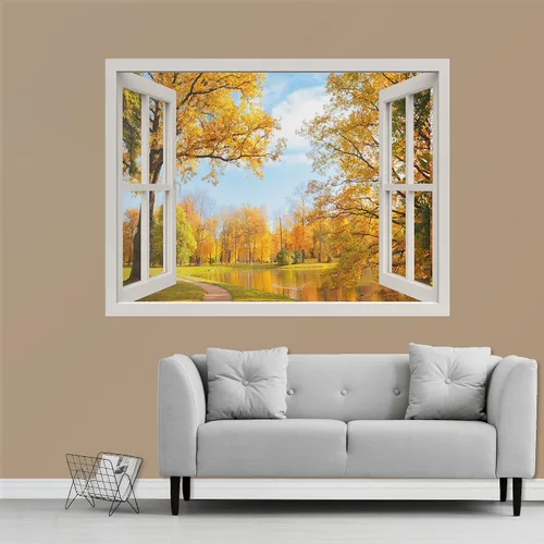 Vista 7 de IDEA4WALL Murales de pared para dormitorio, vista de ventana falsa, bosque, papel tapiz extraíble, calcomanías de pared para despegar y pegar, 24 x