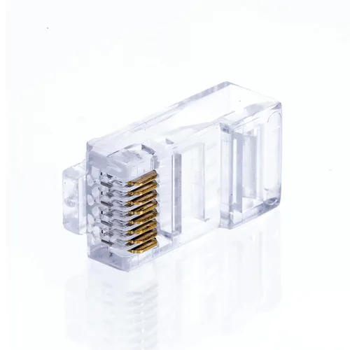 Vista 5 de Cctv4Less - Conectores RJ45 Cat5e, paquete de 100 conectores Ethernet RJ45 chapados en oro para cable de red UTP sólido y trenzado, enchufe modular