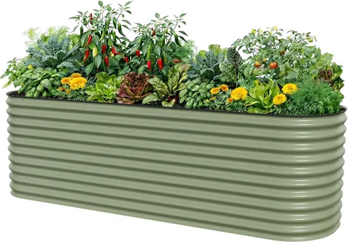 Vista 16 de Vego garden Jardinera elevada redonda de 32 pulgadas de alto y 42 pulgadas para jardín, para verduras, flores, patio, gris moderno