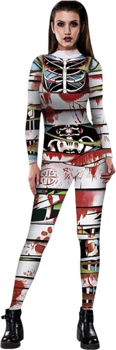Vista 9 de JJEUWE Disfraz de Halloween para mujer, traje de cosplay ajustado 3D Bax10