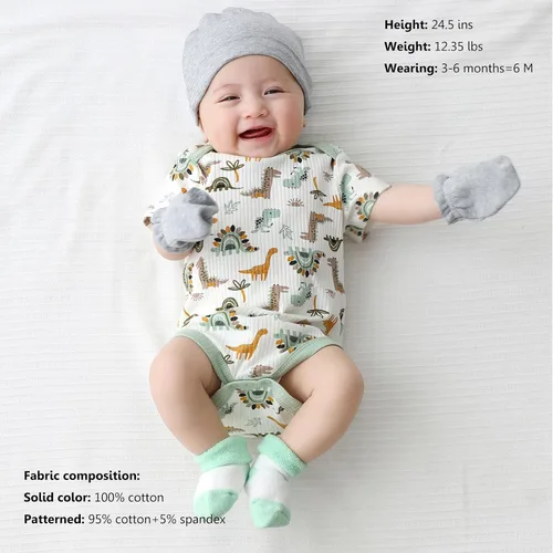 Vista 32 de Body de manga corta para bebé recién nacido, ropa de algodón de una pieza, 5 unidades, 0-12 meses