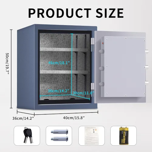 Vista 2 de HSDYS Caja de seguridad ignífuga, 1.8 pies cúbicos, teclado digital y cerradura de llave, seguro para el hogar para documentos, joyas