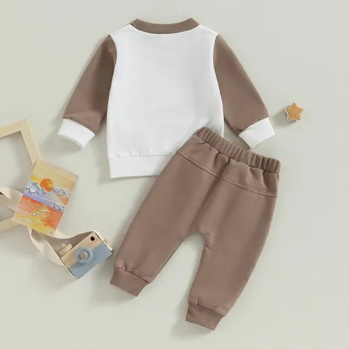 Vista 3 de AEEMCEM Conjunto de sudadera con cuello redondo y pantalones deportivos para niños pequeños