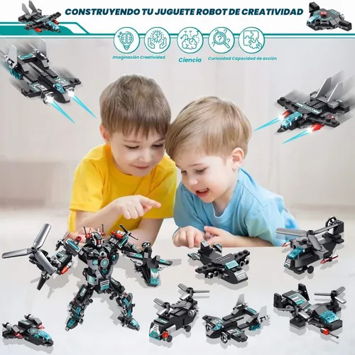 Vista 3 de MOONTOY Juego de 577 juguetes de construcción de robot STEM 25 en 1, bloques de construcción, ladrillos, vehículos de construcción, regalos
