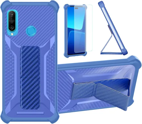 Vista 7 de Case Compatible for Huawei P30 lite New Edition Phone Case Stand Cover [with 1* TempeBlack Glass Screen Protector] Hybrid Case