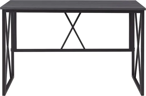 Vista 4 de Leick Home 70002-BLKNK X - Escritorio plegable para computadora, diseño moderno de espiga gris/negro mate
