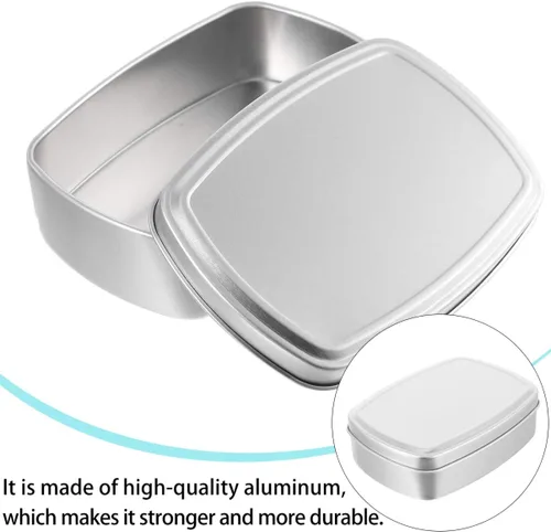 Vista 7 de Caja de aluminio cuadrada de 2 piezas de cosméticos Contenedor de almacenamiento de aluminio Contenedor de almacenamiento cuadrado