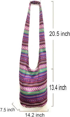 Vista 5 de KARRESLY - Bolso bandolera de algodón bohemio, estilo hippie, hecho a mano