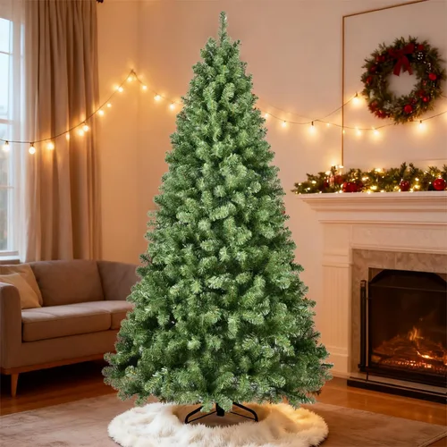 Vista 16 de Árbol de Navidad artificial preiluminado de 5 pies, color verde, para espacios pequeños, hogar, oficina, decoración de vacaciones Lápiz