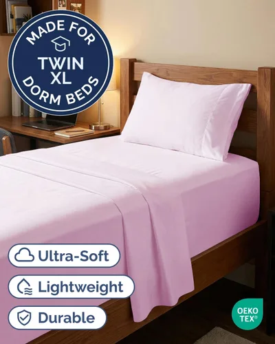 Vista 640 de Extra Deep Twin XL Sheet Set - 3 Piece College Dorm Room - White 01-Blanco