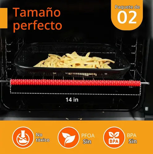 Vista 3 de Protección para estantes de horno de silicona - Protector de estante resistente al calor para estufa, protector lateral de calor para la parrilla